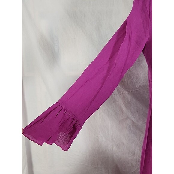 New - Diesel Dampi Dress XL Tie Front Tunic 100% Cotton Purple Boho Flare Wrist - Picture 5 of 16